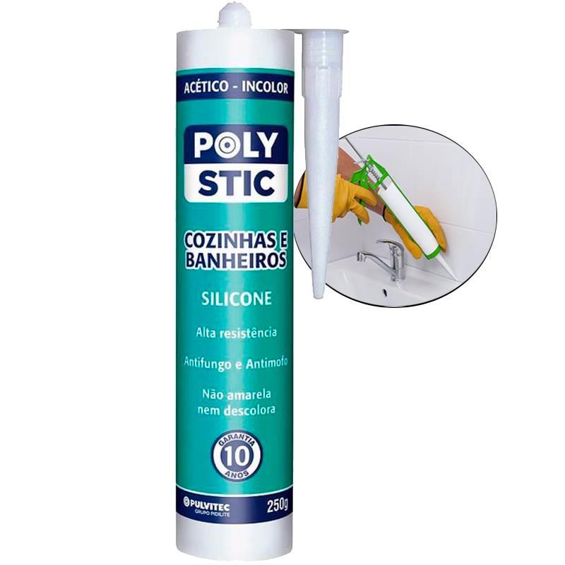 Silicone Tubo 250G Incolor Acético Para Cozinha e Banheiro ZK132 PULVITEC