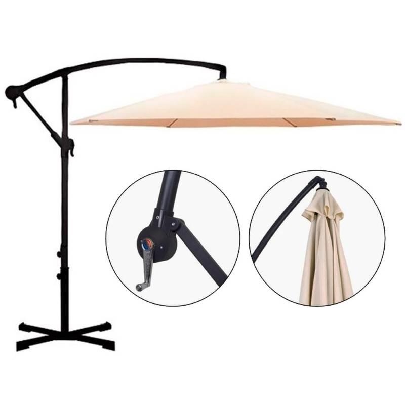 Ombrellone Suspenso 3 Metros Diâmetro Base e Manivela Bora Bora Bege 9168 MOR