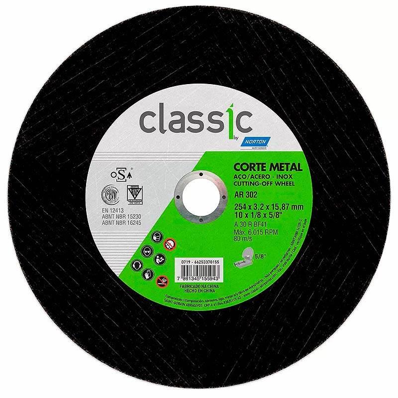 Disco de Corte 10 Pol 2 Telas Furo 5/8 Pol Maxi Classic NORTON