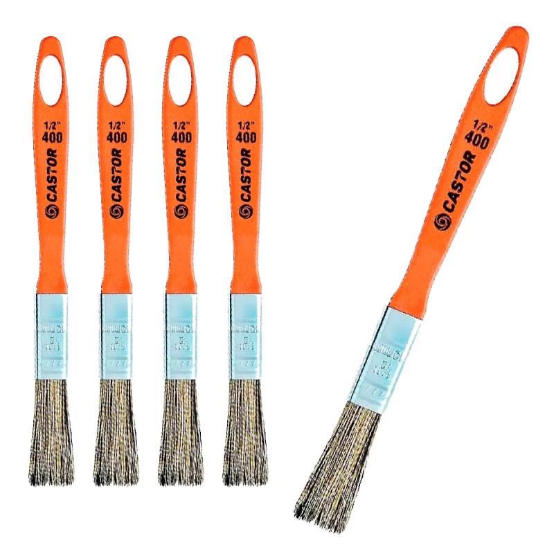 Pincel Trincha 1/2 Pol Laranja Cerdas Gris Kit 5 Peças CASTOR