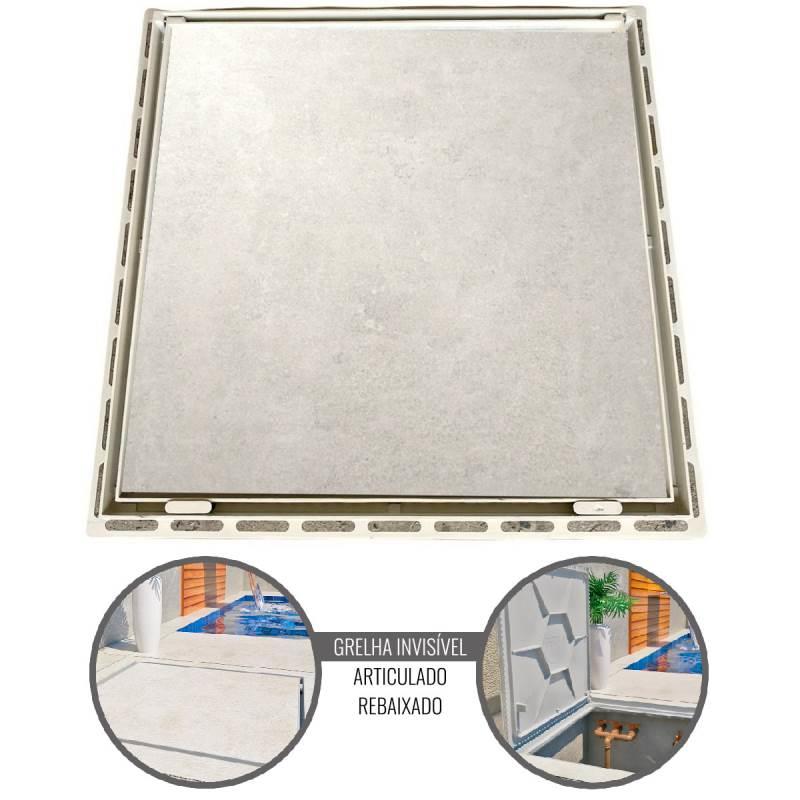 Tampão 90 x 90 CM Rebaixado Articulado Grelha Invisível p/ Casa de Máquinas Piscinas 371901 Bege GDA