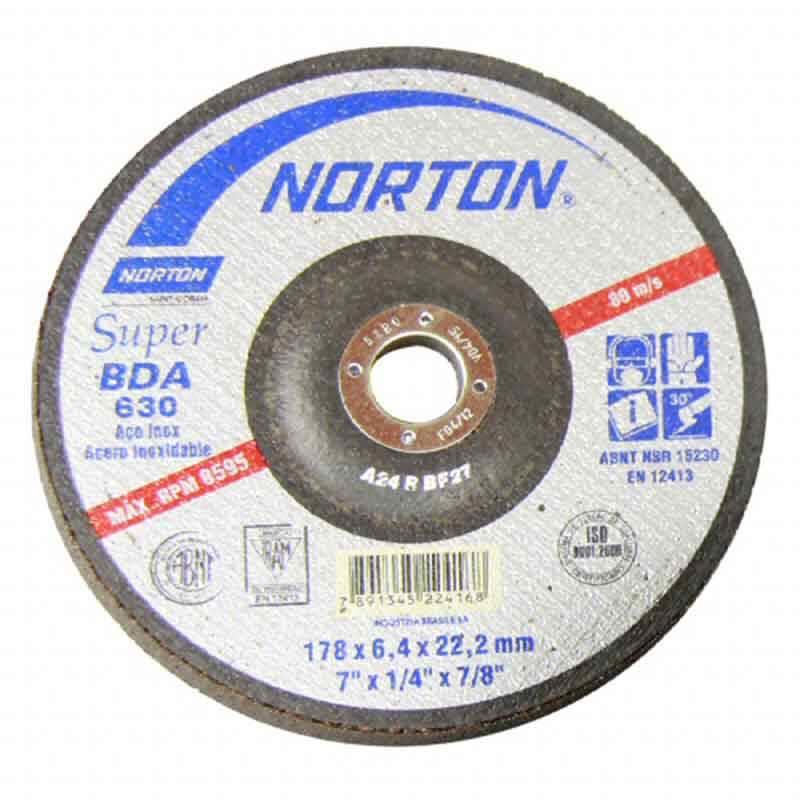 Disco de Desbaste Inox 7 Pol C/ Furo de 7/8 BDA 630 NORTON