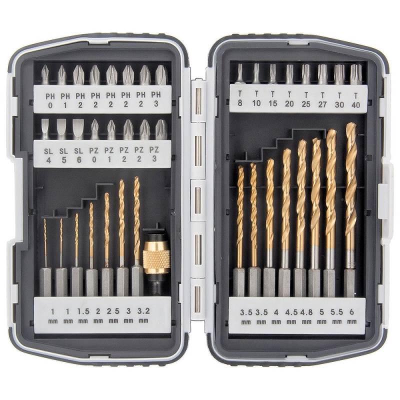 Jogo de Brocas para Metal de 1 à 6 MM + Bits e Adaptador com 40 Peças MTX