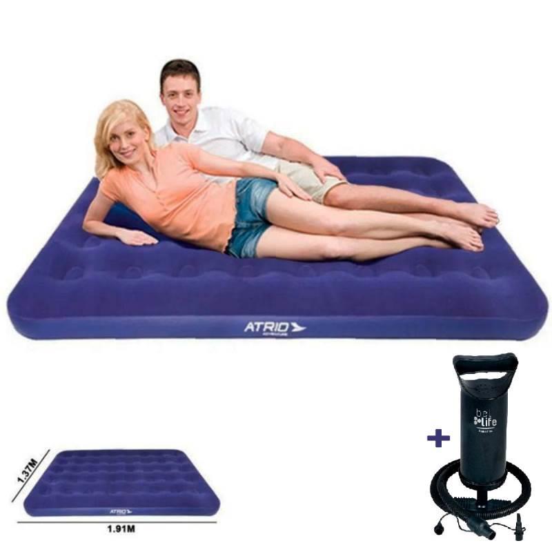 Colchão Inflável Casal + Bomba Manual BEL