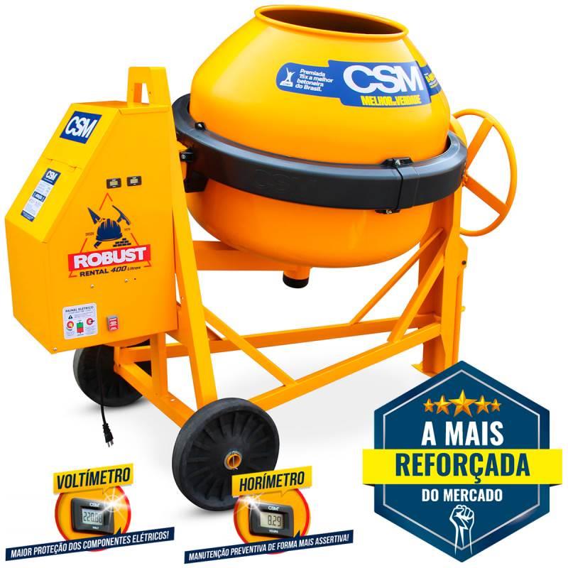 Betoneira Robust Rental 400 Litros Motor 2.0 CV 4 Pólos com Voltímetro e Horímetro CSM