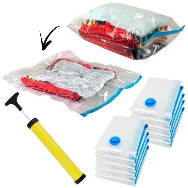 Saco à Vácuo Guardar Roupas 60x80 CM Kit 10 Peças + Bomba Sucção WESTERN