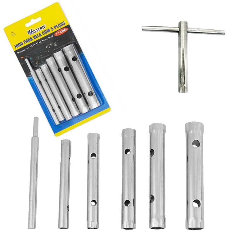 Jogo de Chave de Vela Automotivo Kit com 6 Peças (10 Medidas) E-17 WESTRN