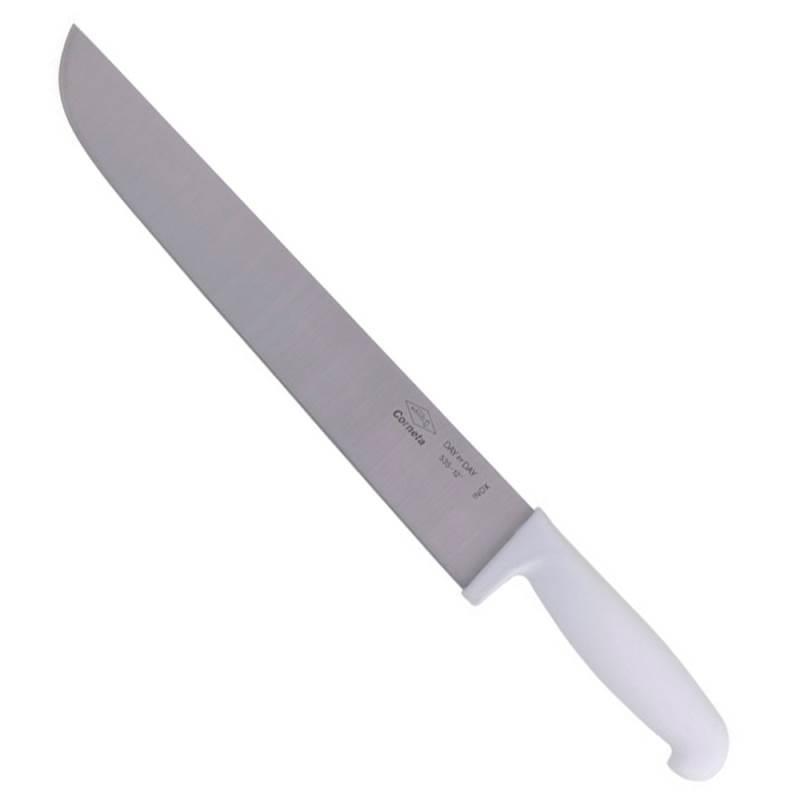 Faca para Carne Aço Inox 12 POL 30 CM Cabo Branco CORNETA
