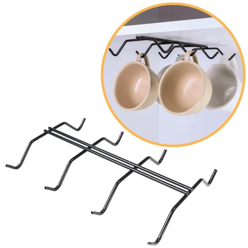 Suporte Porta Xícaras Organizador Fixo Viena Preto 990107 BEL