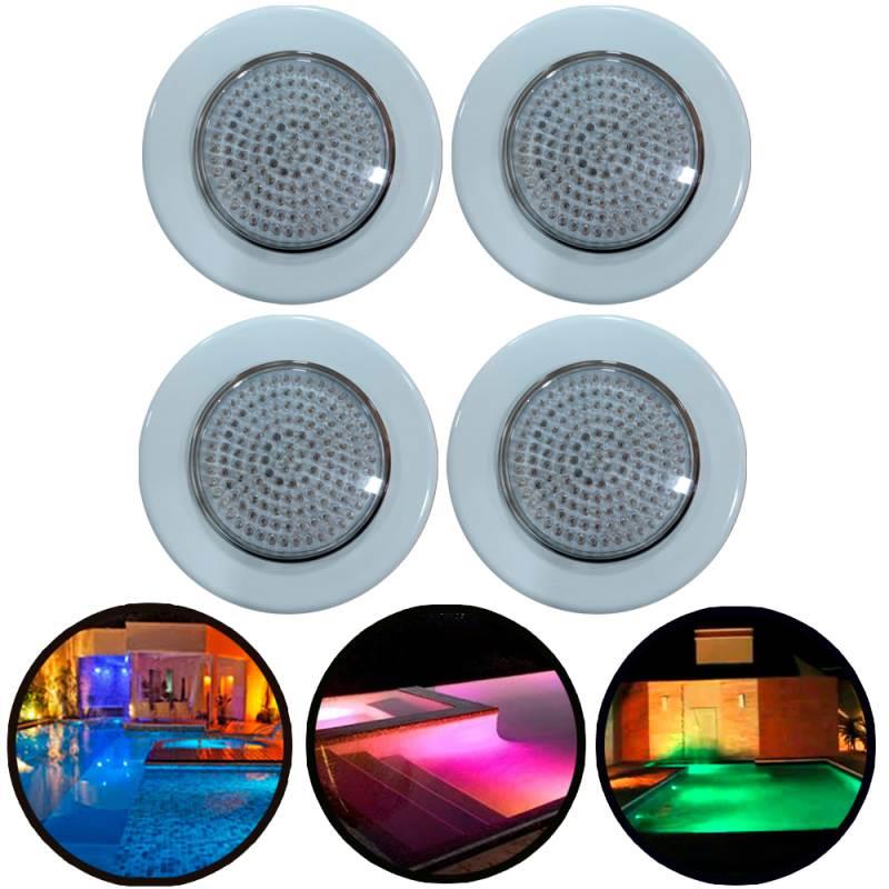 Refletor LED 141 para Piscinas Lâmpada RGB Corpo ABS 901410 Kit 4 Peças FLUIDRA