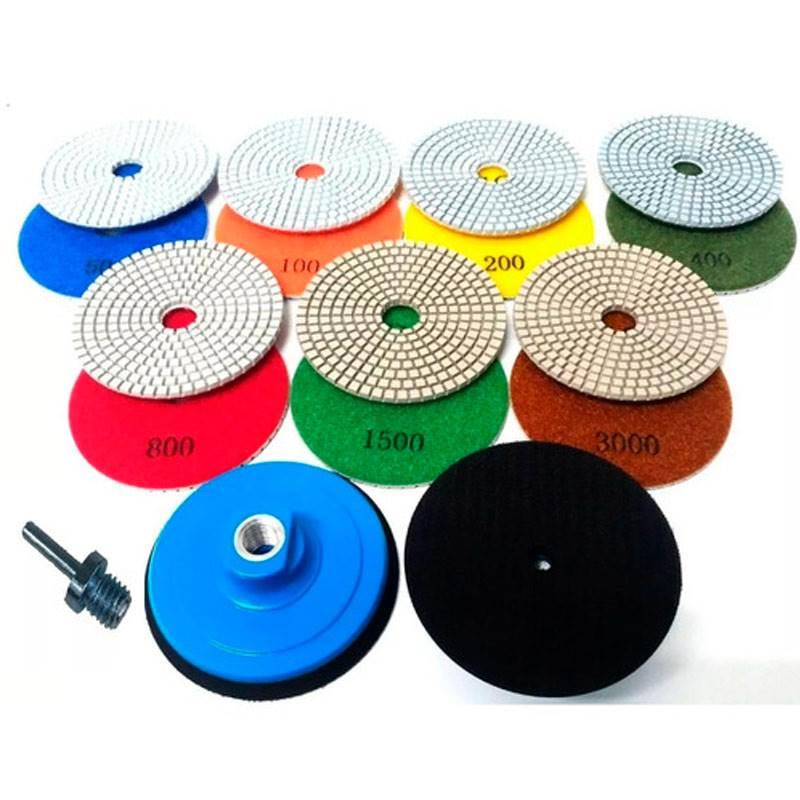 Discos para Polimento 100 MM Kit com 7 Peças e Suporte M14 VIP