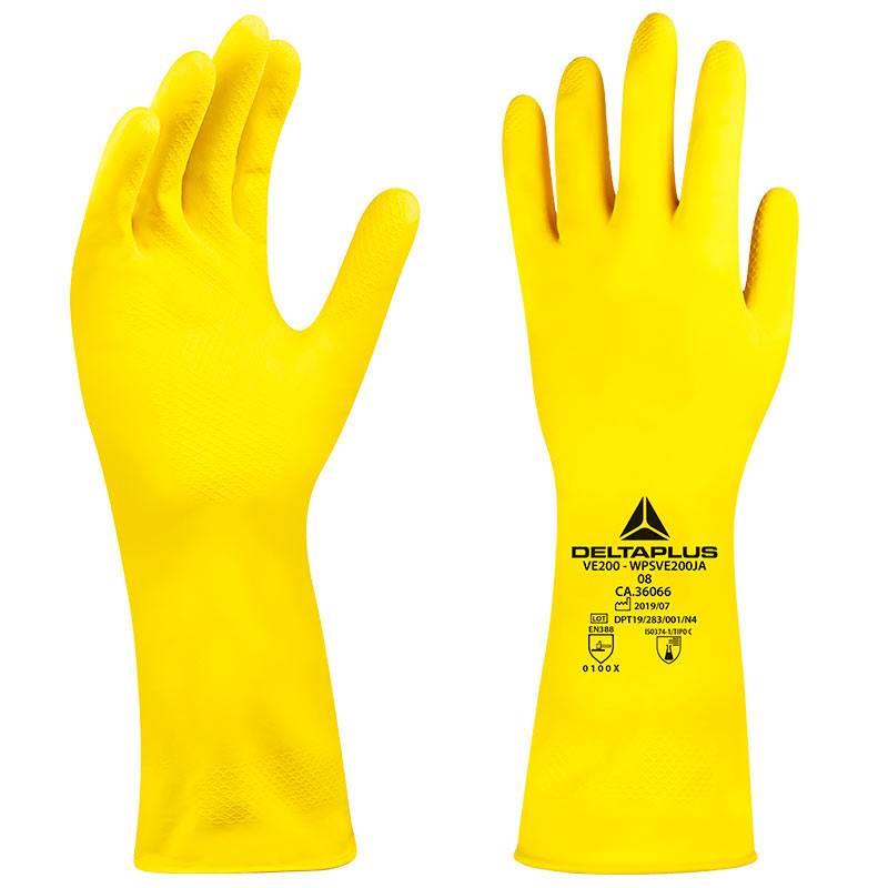 Luva de Borracha Forrada VE200 30 CM Amarela WPSVE200JA09 Tamanho 9 DELTA PLUS