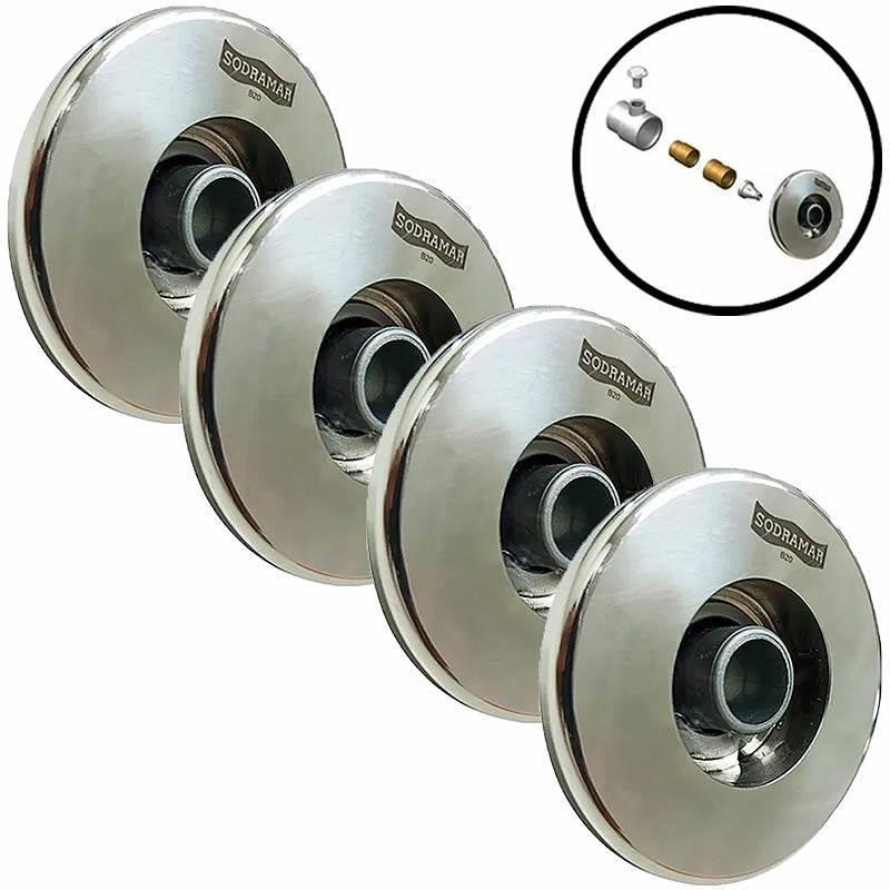 Dispositivo de Hidromassagem em Aço Inox Para Piscinas Kit 4 Peças SODRAMAR