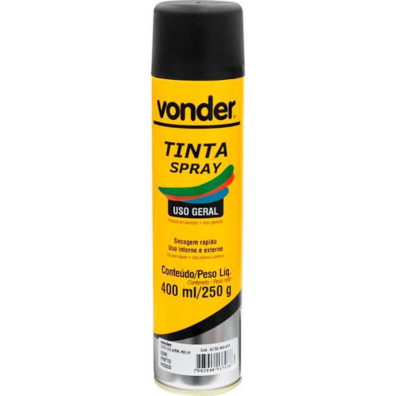 Tinta em Spray 400 ML 250 GR Preto Fosco VONDER