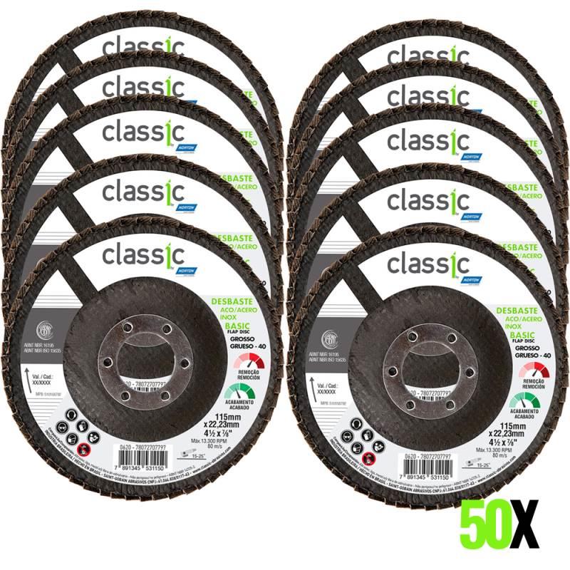 Disco de Lixa Flap 4.1/2 POL 50 Unidades Grão 40 Classic Basic NORTON