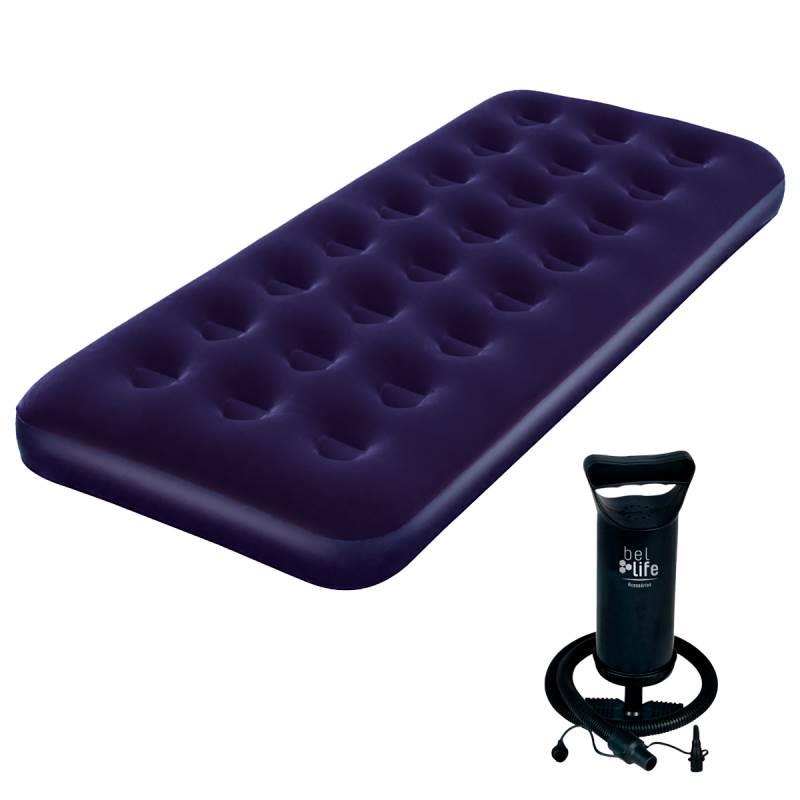 Colchão Inflável de Solteiro + Bomba Manual BEL