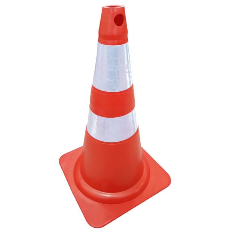 Cone Sinalizador Flexível Laranja e Branco Refletivo 50 CM PLASTCOR