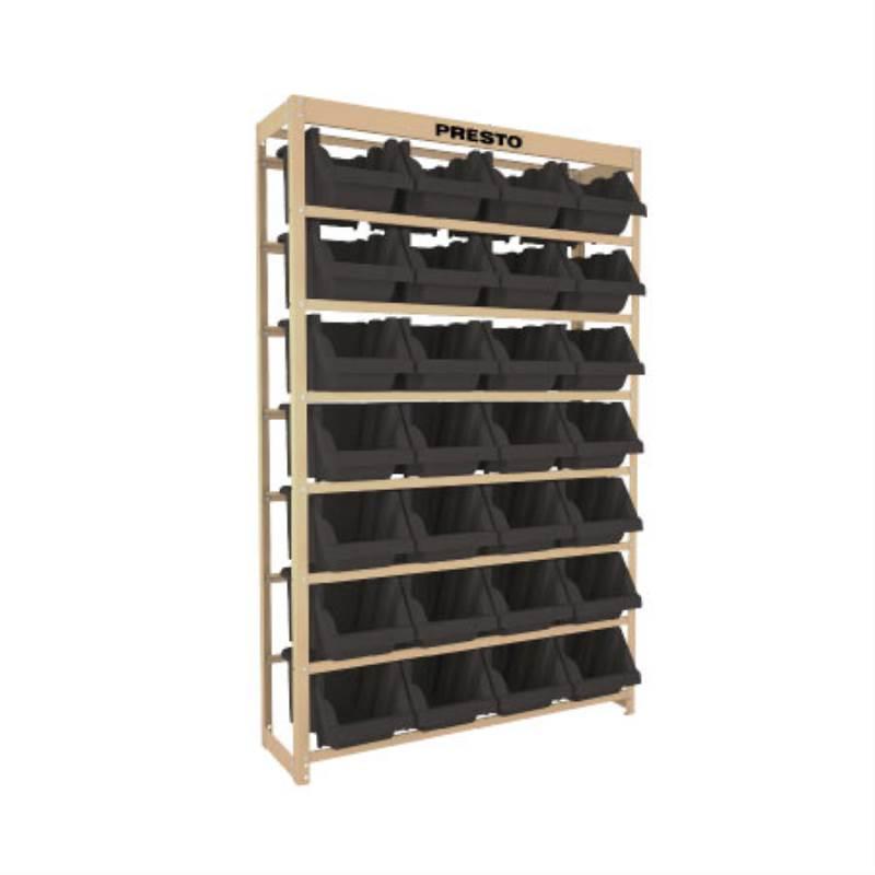 Estante Prática Estrutura Metálica com 28 Gavetas N° 7 Preta 28/7 PRESTO