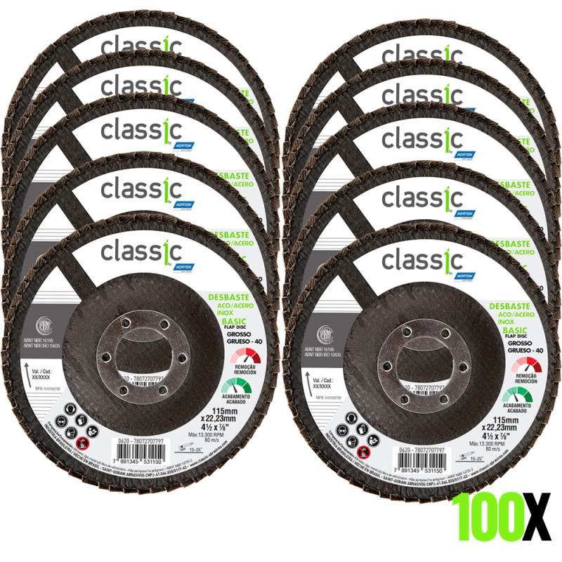 Disco de Lixa Flap 4.1/2 POL 100 Unidades Grão 40 Classic Basic NORTON