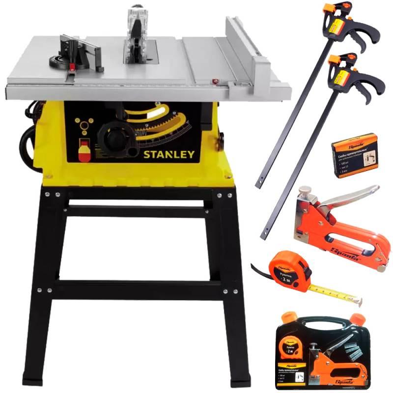 Serra Circular de Mesa 10 Pol 1800W STST1801 STANLEY + Grampeador c/ Kit + 2 Grampos Sargento 450MM