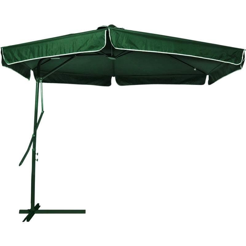 Ombrellone Suspenso 3 Metros Diâmetro com Alavanca e Articulado Poliéster Verde 820300 BEL