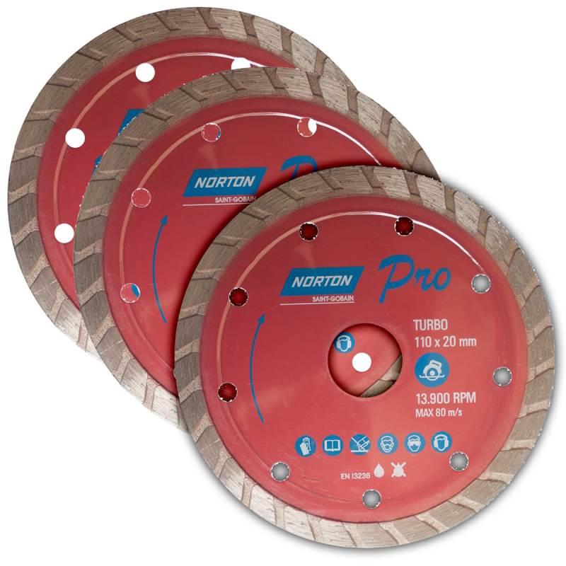 Disco Diamantado 4.3/8 POL Turbo PRO com 3 Peças NORTON