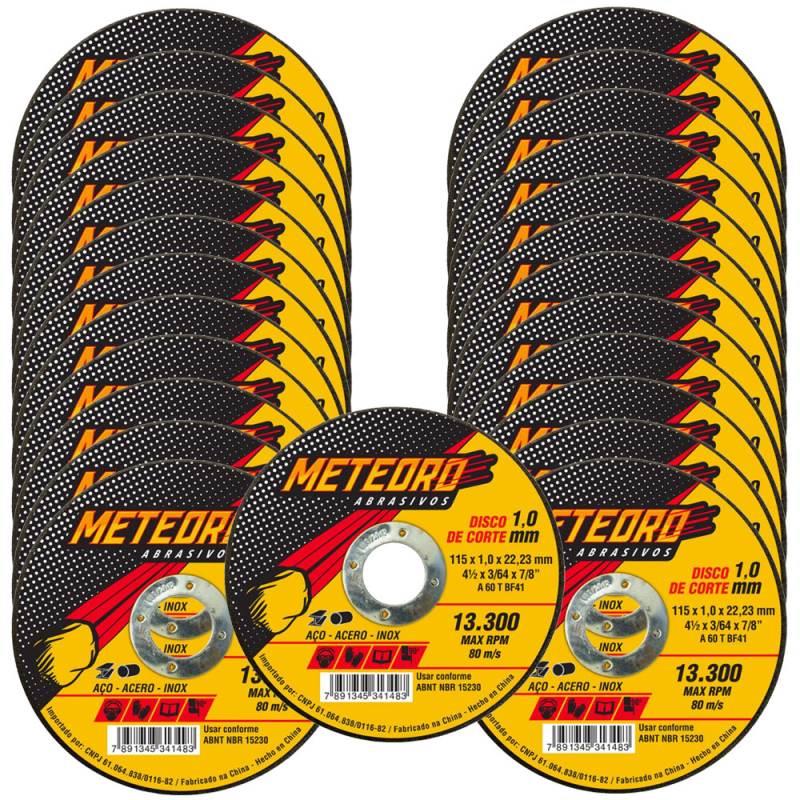 Disco de Corte Extra Fino 4.1/2 POL Aço e Inox com 25 Peças METEORO