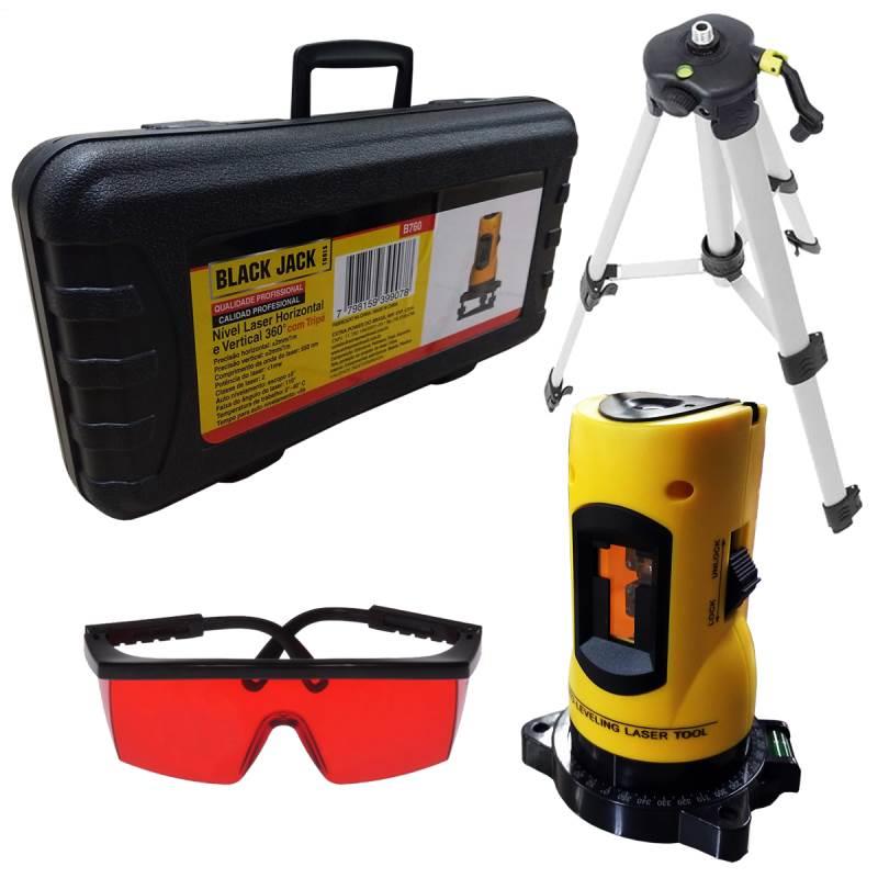 Nível à Laser Vertical e Horizontal 360° com Maleta. Tripé e Óculos para Laser B760 BLACK JACK