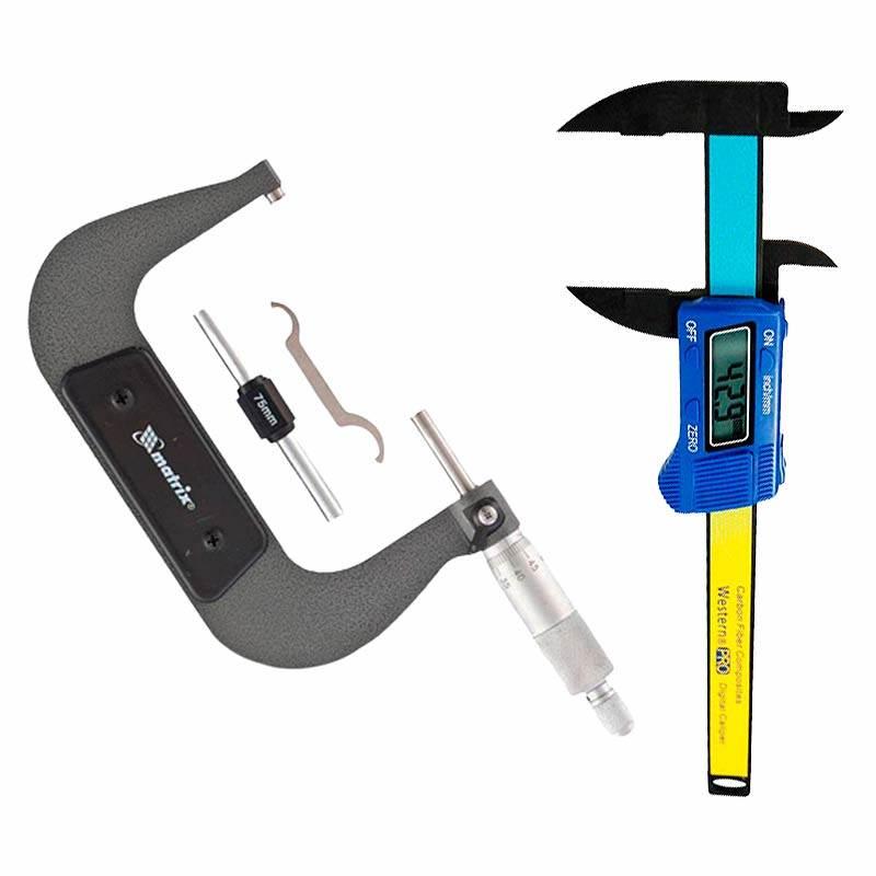 Kit Paquímetro Digital 6 Pol DC-6 WESTERN + Micrômetro Externo Analógico de 75 a 100MM MTX
