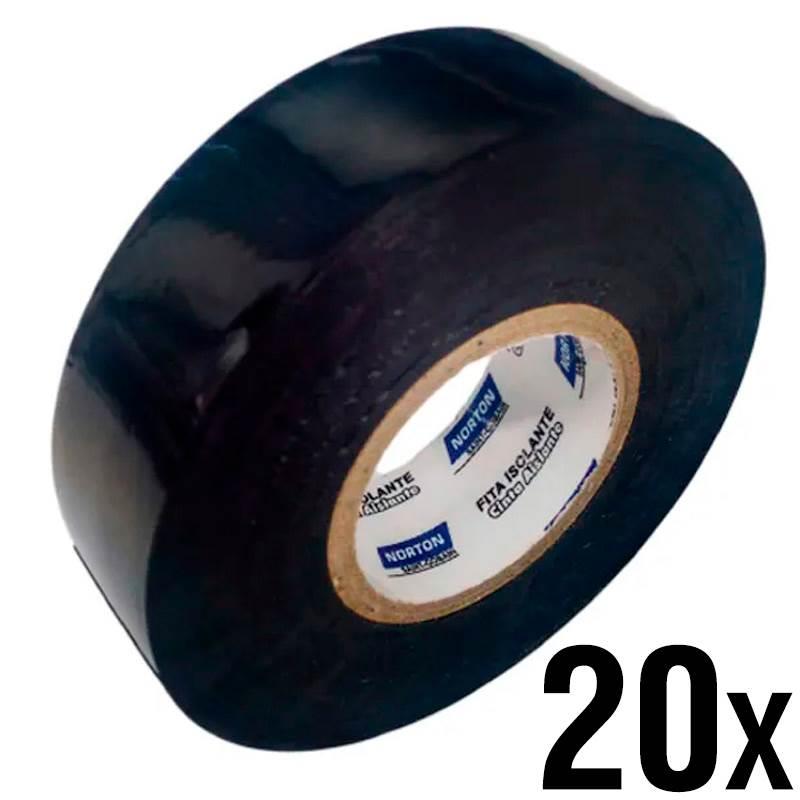 Fita Isolante 600V Antichama 19 MM x 20 Metros Preta Kit com 20 Unidades NORTON