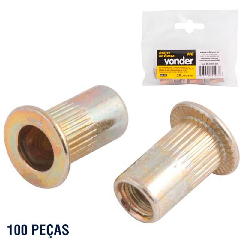 Rebite POP com Rosca M6 com 100 Peças VONDER