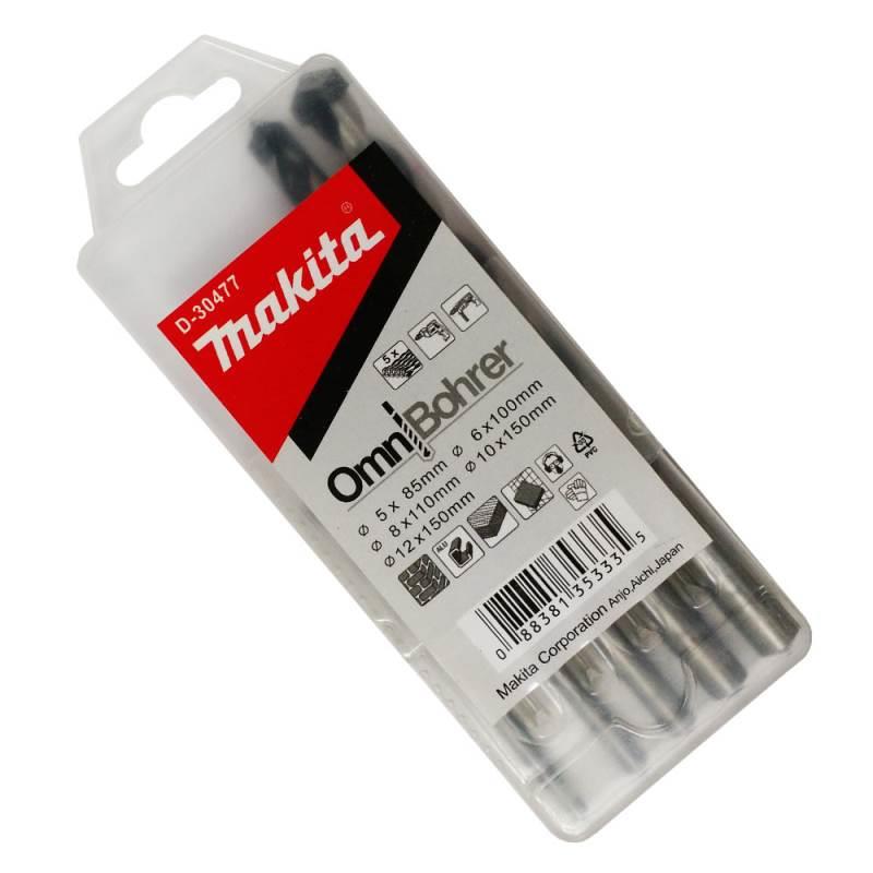 Kit de Brocas Multiuso de 5 a 12 MM com 5 Peças p/ Madeira - Metal - Concreto D-30477 MAKITA