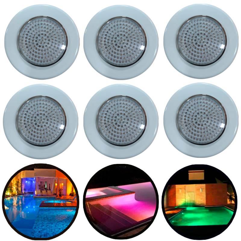 Refletor LED 141 para Piscinas Lâmpada RGB Corpo ABS 901410 Kit 6 Peças FLUIDRA