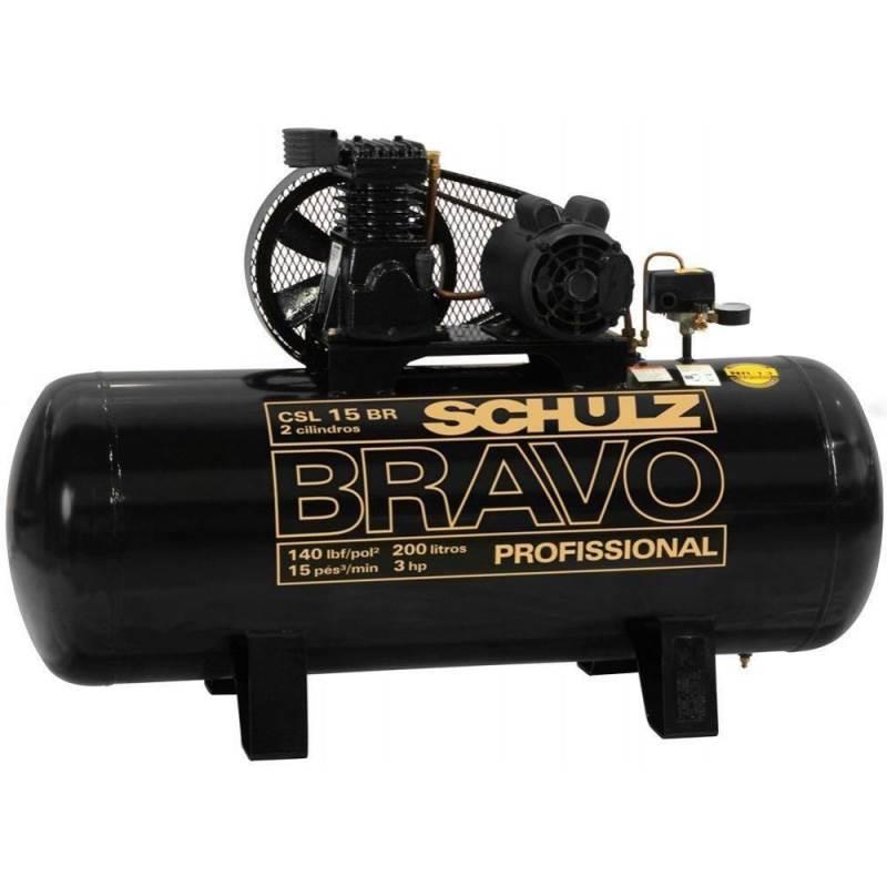 Compressor de Ar 15 Pés 3.0 HP 200 Litros 140Lb BRAVO Mono 110/220V SCHULZ