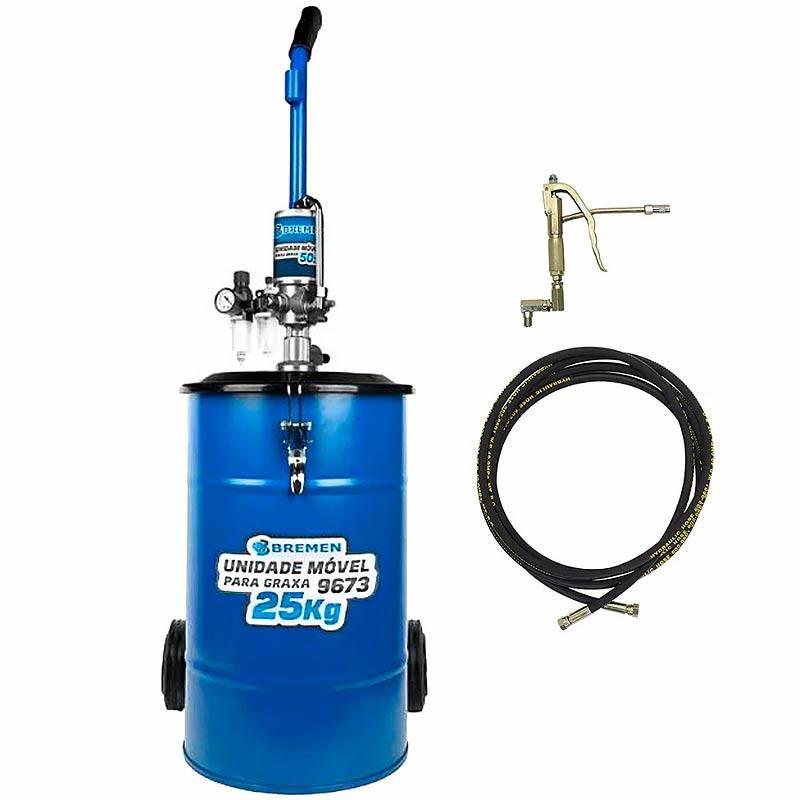 Bomba Para Graxa Propulsora Pneumática 25KG Com Rodas Reforçadas 9673 BREMEN