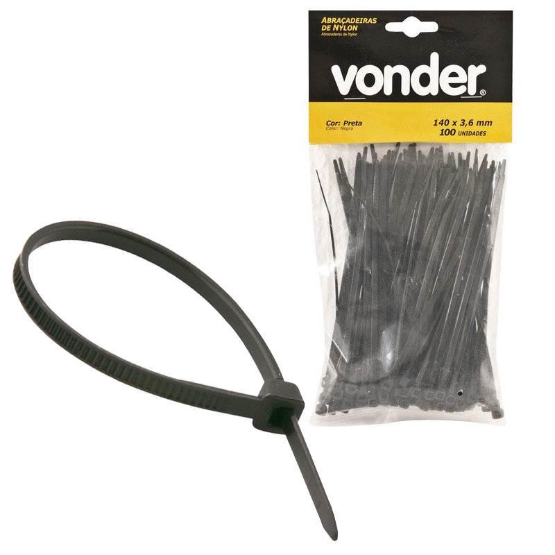 Abraçadeira de Nylon 140 x 3.6 MM Preta VONDER