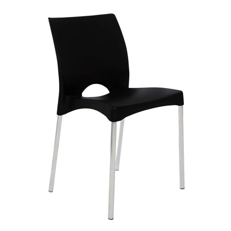 Cadeira Boston Pés em Alumínio Empilhável Preto F900001 GARDEN