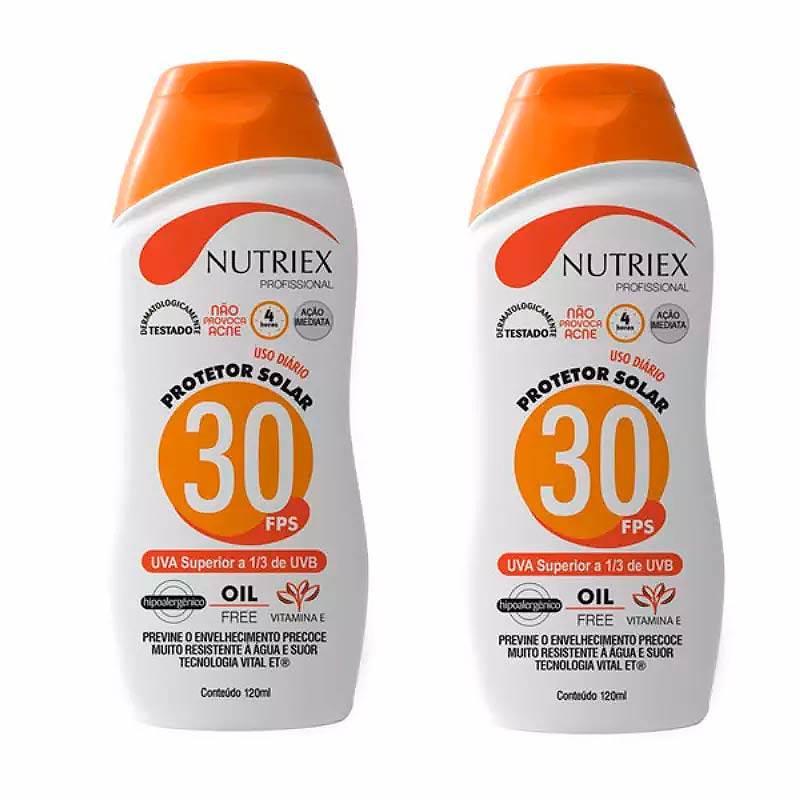 Protetor Solar FPS 30 120ML Bisnaga com 2 Unidades NUTRIEX