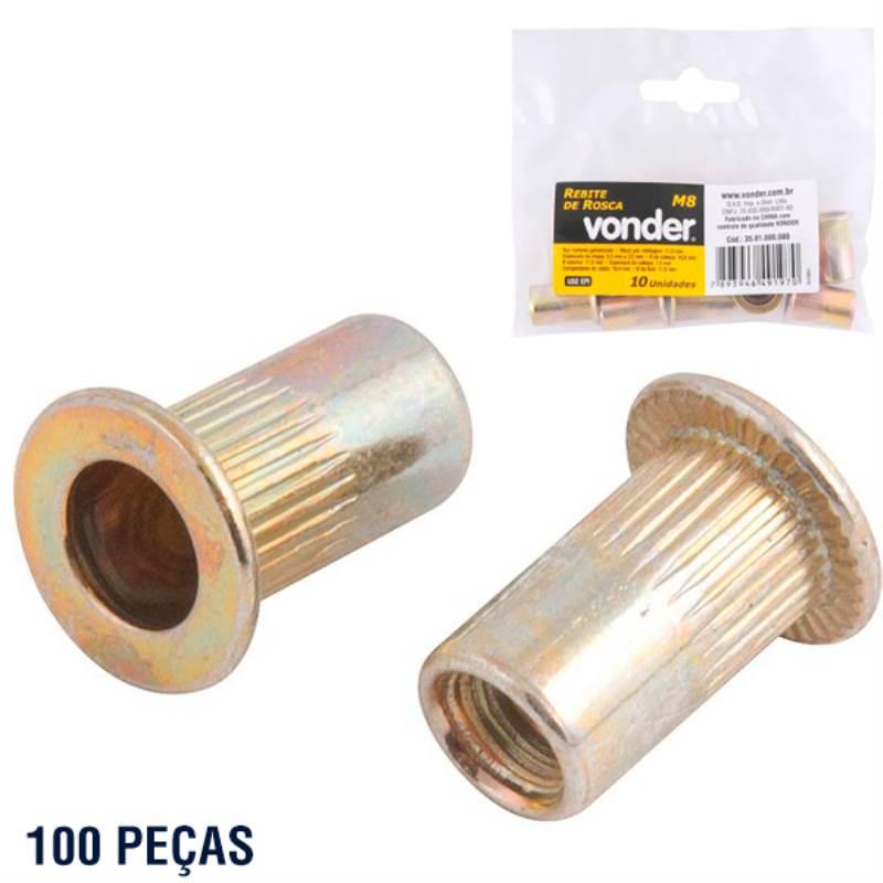 Rebite POP com Rosca M8 com 100 Peças VONDER