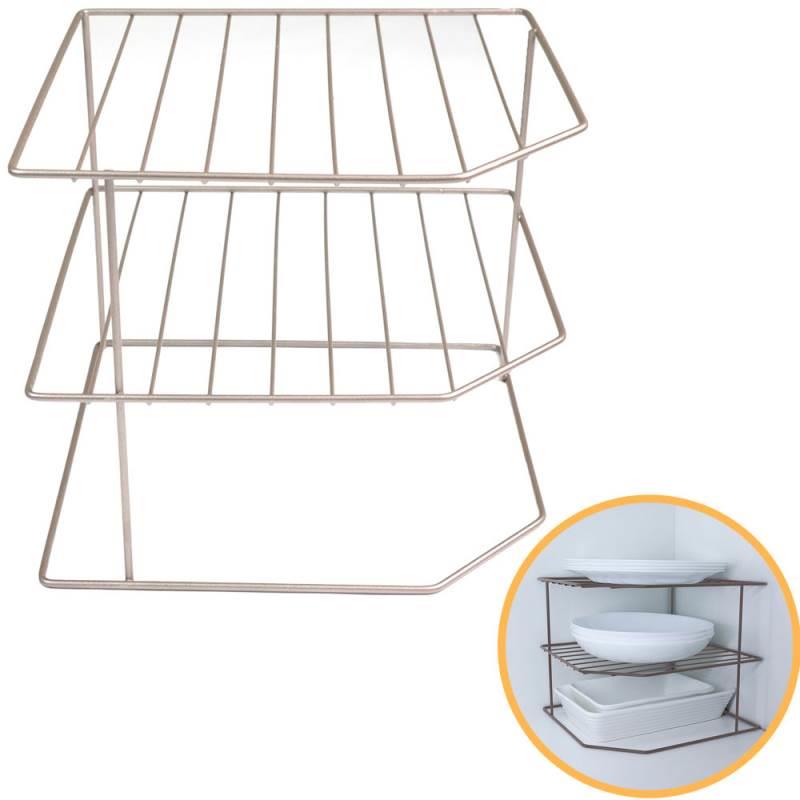 Organizador Porta Pratos Horizontal Viena 3 Níveis em Aço Lavanda 990846 BEL
