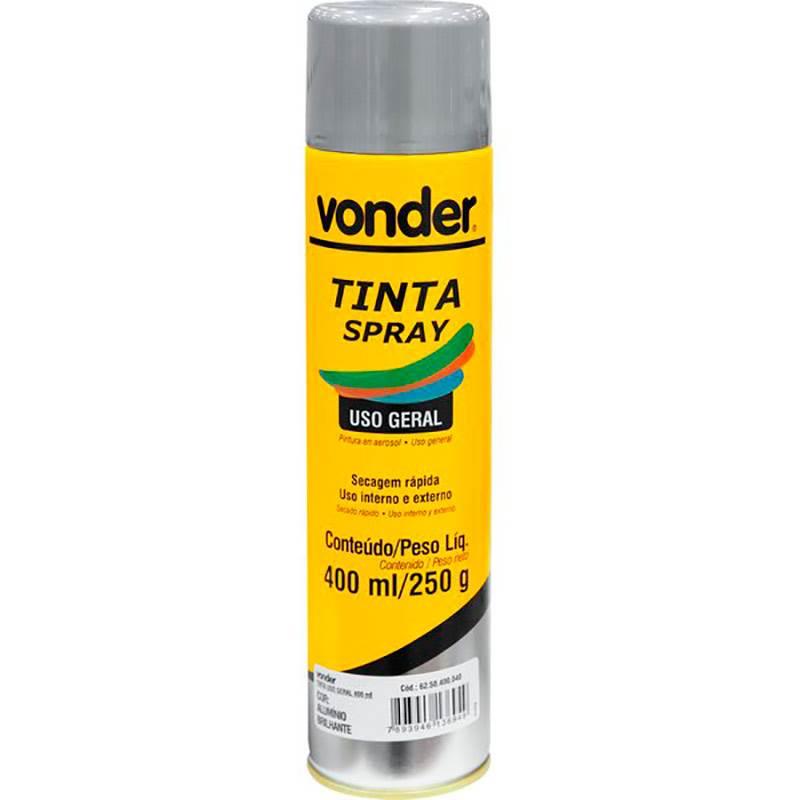 Tinta em Spray 400 ML 250 GR Alumínio Brilhante VONDER