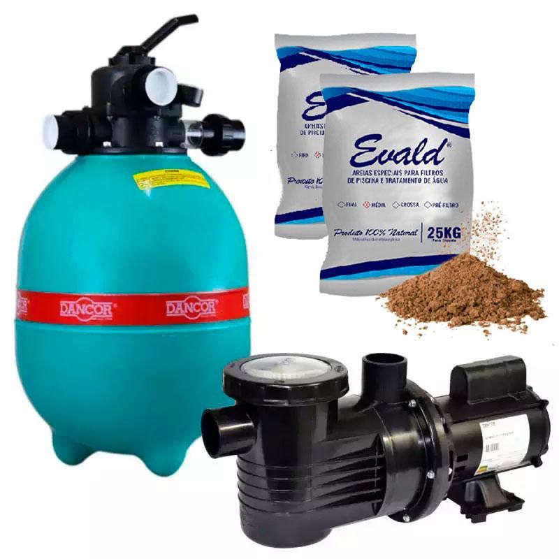 Filtro para Piscina DFR 15-7 com Bomba 1/2 CV Monofásica DANCOR + Areia para Filtro