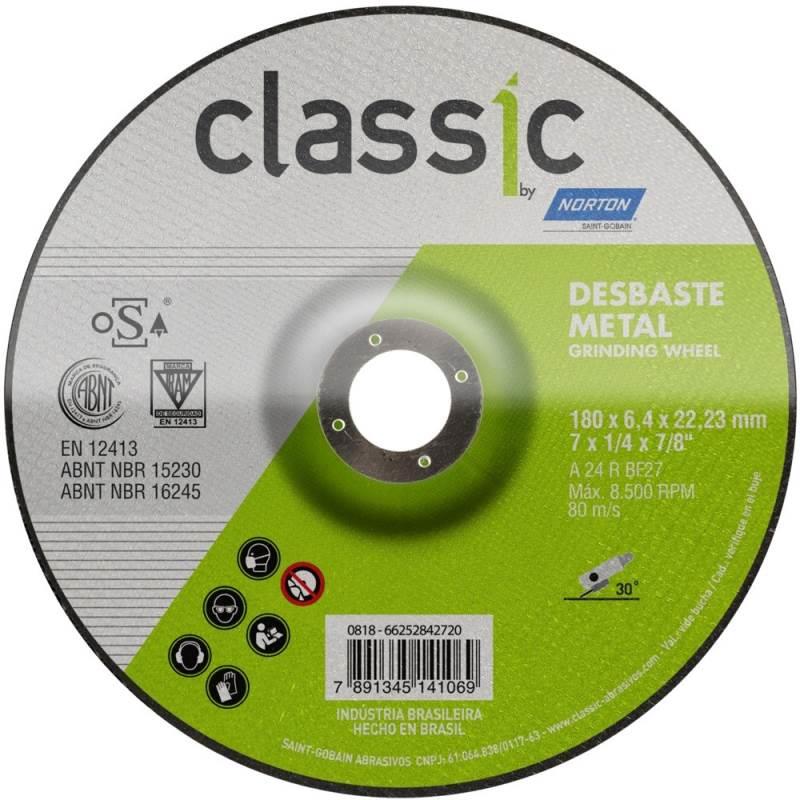 Disco de Desbaste Metal 7 POL x 6.4 MM Furo 7/8 POL Classic NORTON