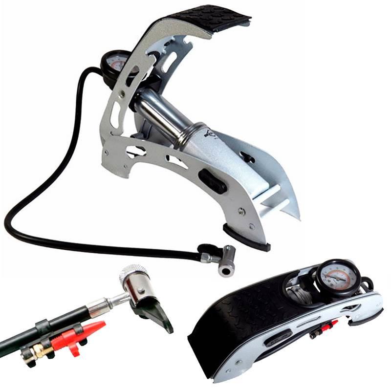 Bomba para Encher Pneus com Pedal e Manômetro 8419 Premium BRASFORT