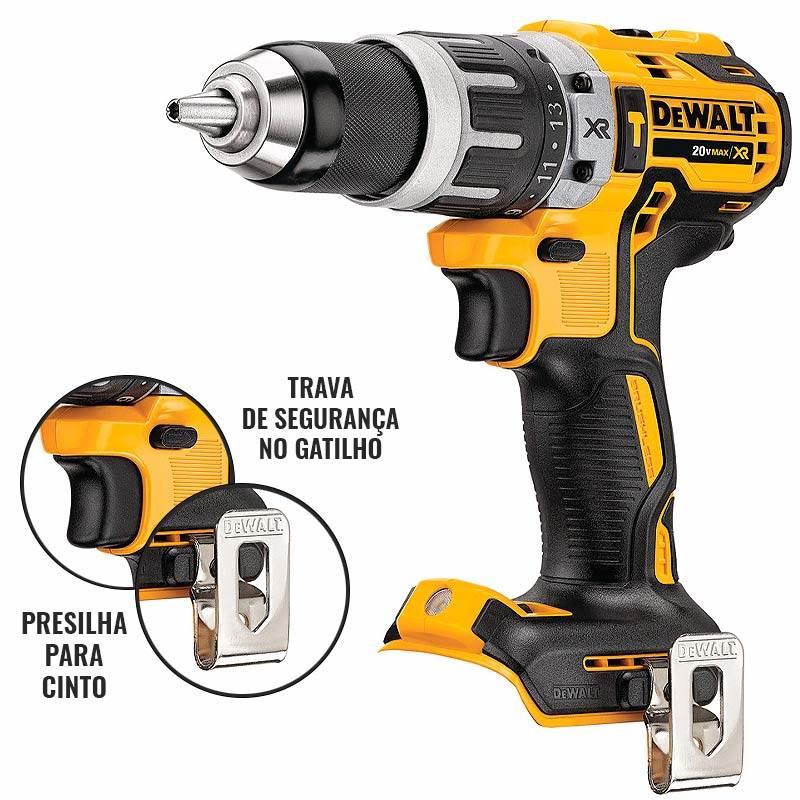 Parafusadeira Furadeira à Bateria 20.0V 1/2 Pol Lion Brushless Sem Bateria DCD796B-B3 DEWALT