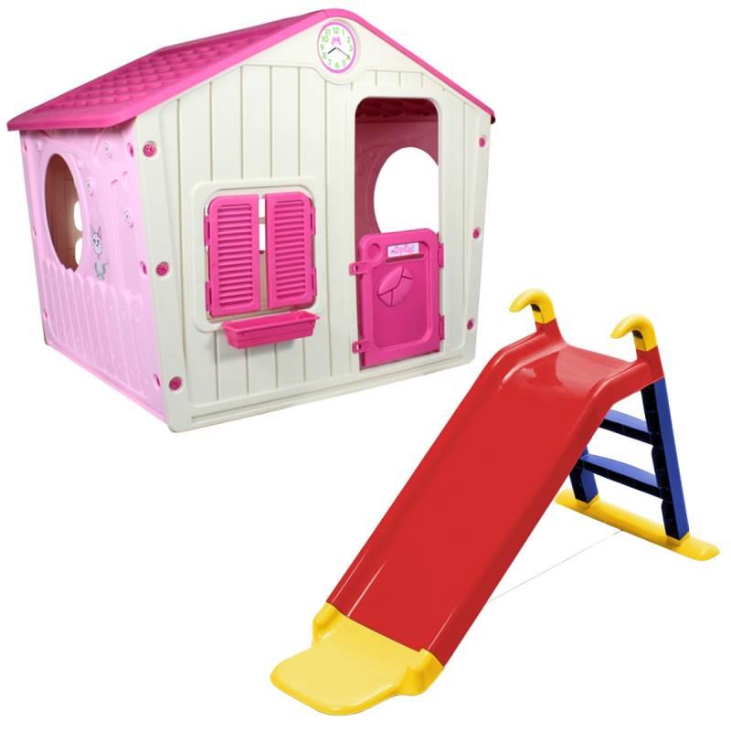 Casinha de Brinquedo Pink + Escorregador BEL
