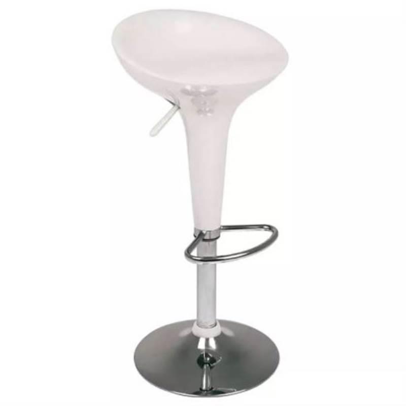 Banqueta Lótus com Base Giratória e Ajuste de Altura Cor Branca MOR