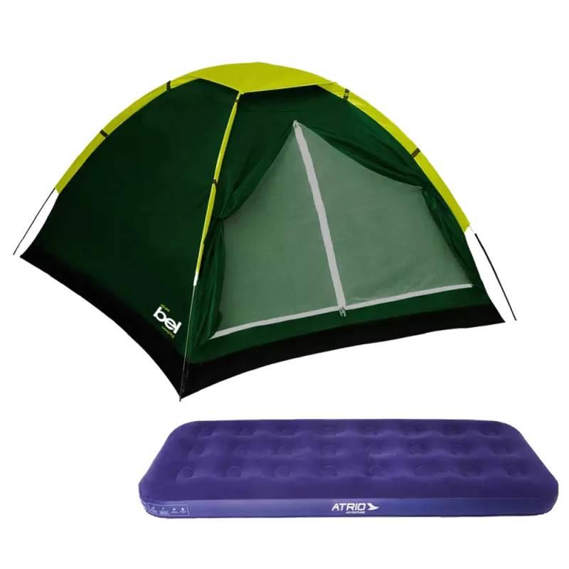 Barraca para Camping Iglu 2.0 x 2.0 Metros Até 4 Pessoas BEL + Colchão Inflável Solteiro
