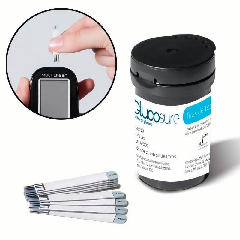 Fita para Teste Glicose com 50 Unidades HC130 Glicosímetro MULTILASER