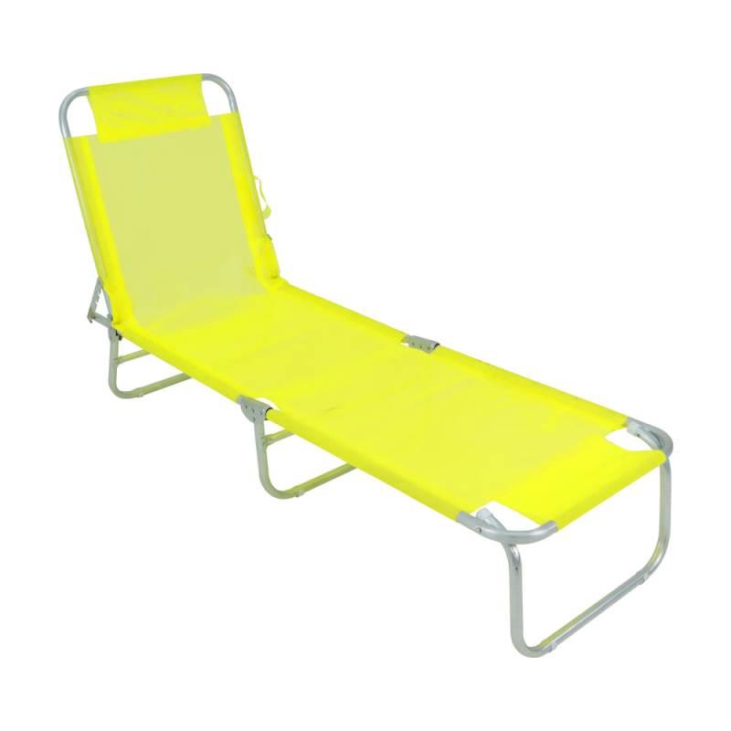 Cadeira Espreguiçadeira Praia Piscina Textilene Amarela 414705 BEL